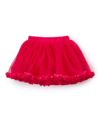Hot Pink Rose Trim Tutu Skirt