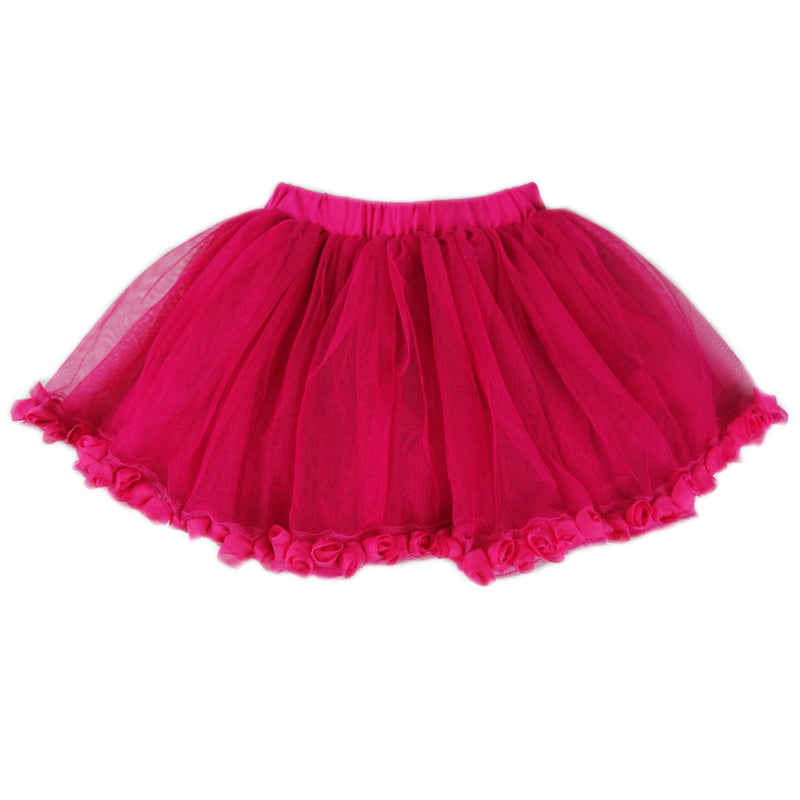 Hot Pink Rose Trim Tutu Skirt