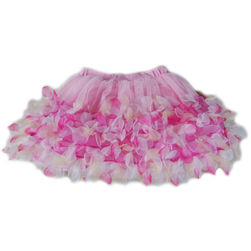 Pink 3-D Floral Trim Tutu Skirt