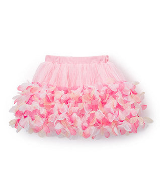 Pink 3-D Floral Trim Tutu Skirt