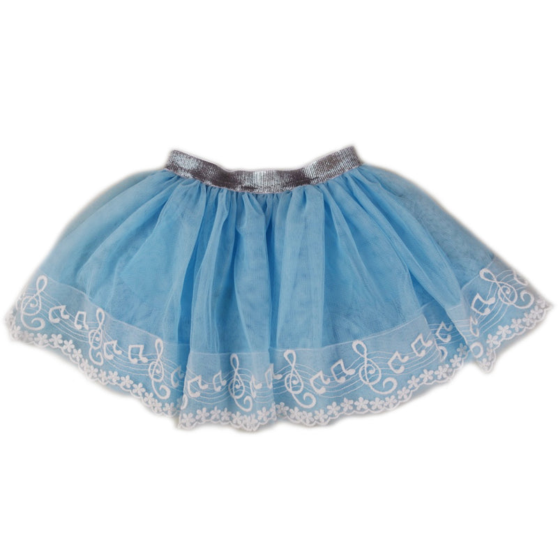 Blue Music Note Lace Trim Tutu Skirt