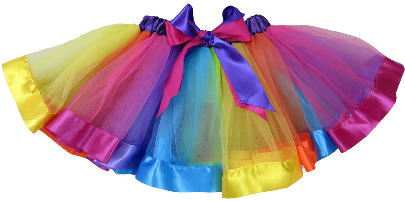 Rainbow Striped Ribbon Trim Tutu Skirt