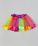 Rainbow Striped Ribbon Trim Tutu Skirt