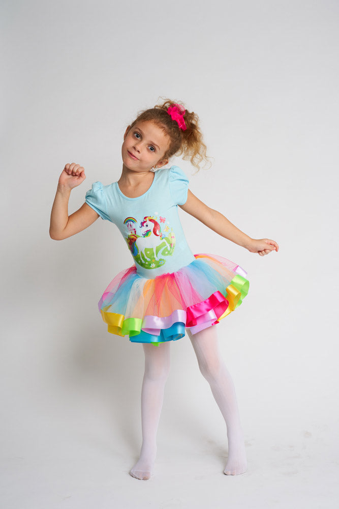 Blue Unicorn Rainbow Ballet Dress