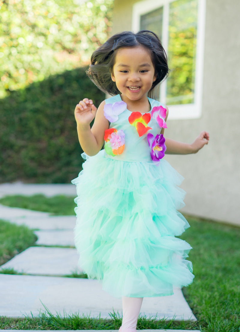 Teal Layers 3-D Flower Dress