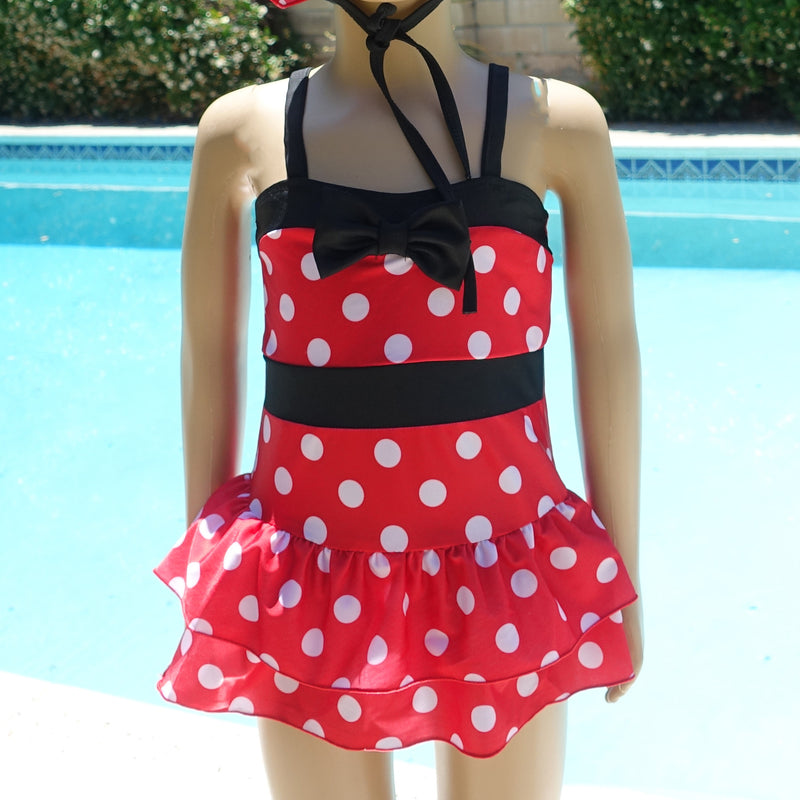 Mickey 1-Piece Swimming Suit With Bow Head Band