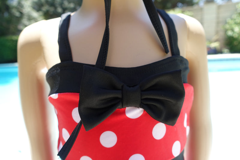 Mickey 1-Piece Swimming Suit With Bow Head Band