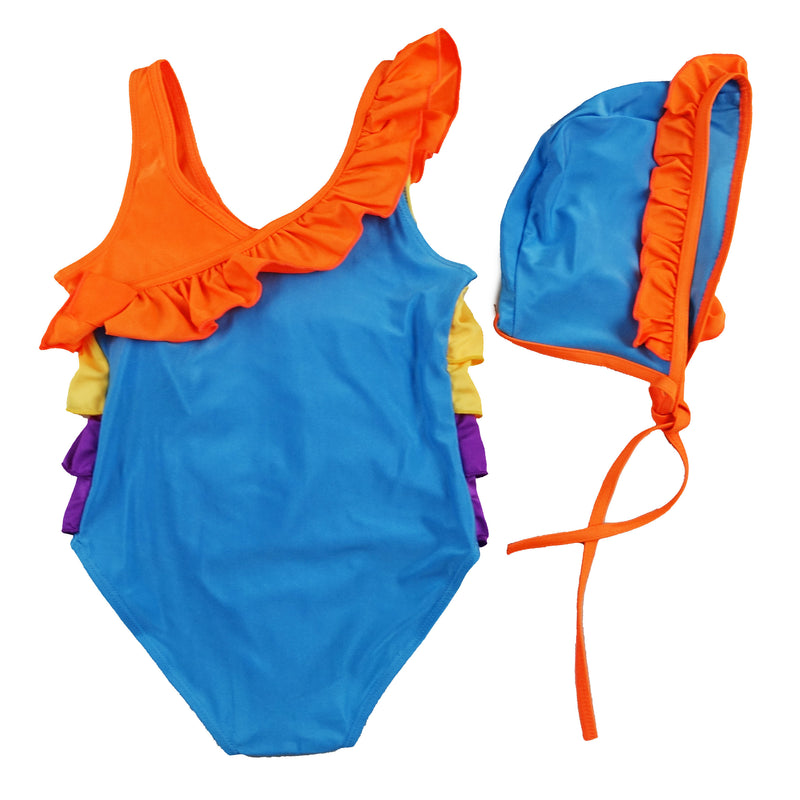 Rainbow Swimming Suit with Cap