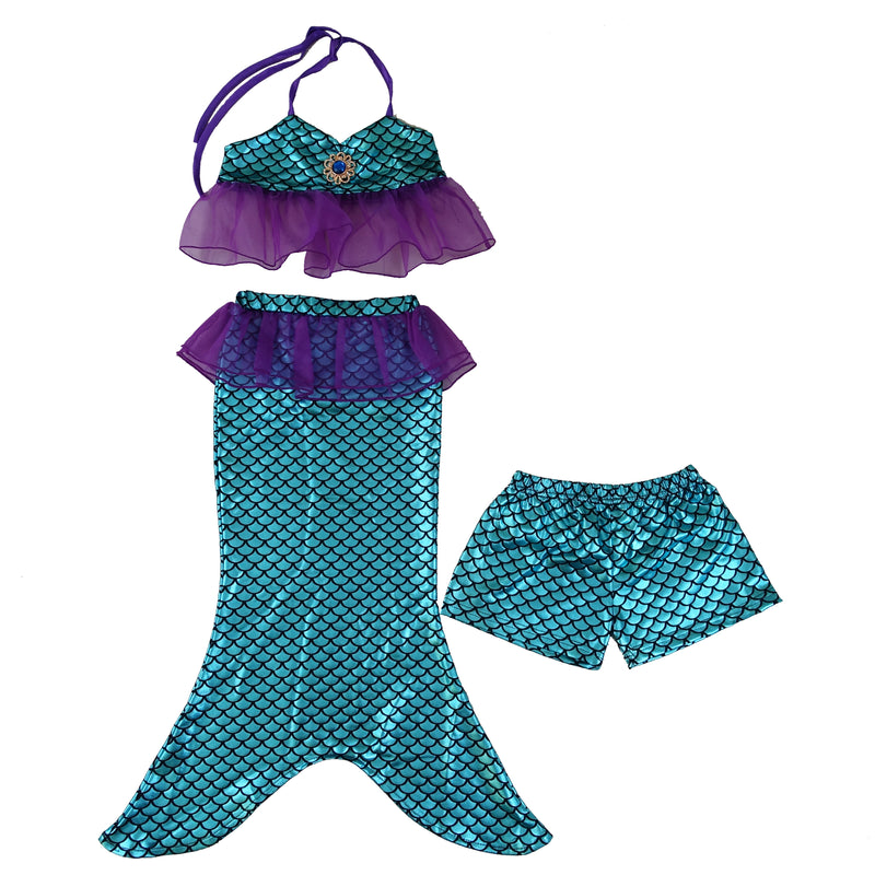 Blue Mermaid 3-Pieces Swimming Suit