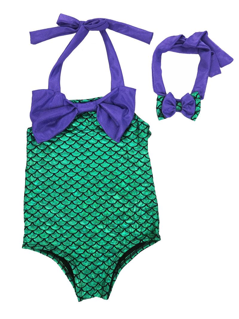 Green Mermaid Bow Swimming Suit