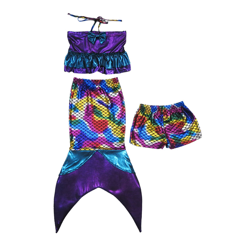 Rainbow Mermaid Tail 3-Pieces Swimming Suit