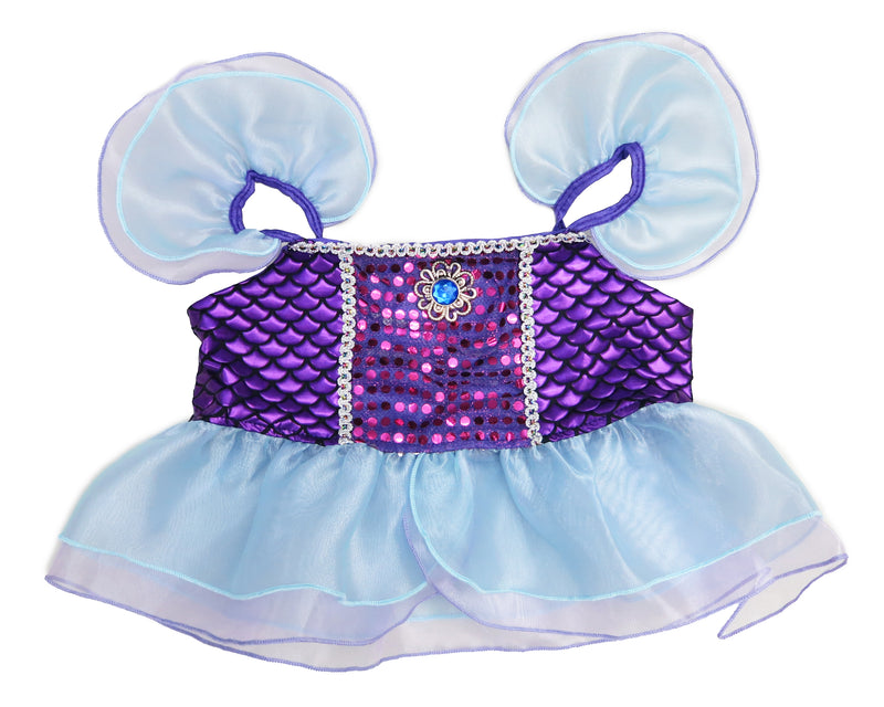 Purple Blue Mermaid Fish Scale Tail 2-Pieces Dress