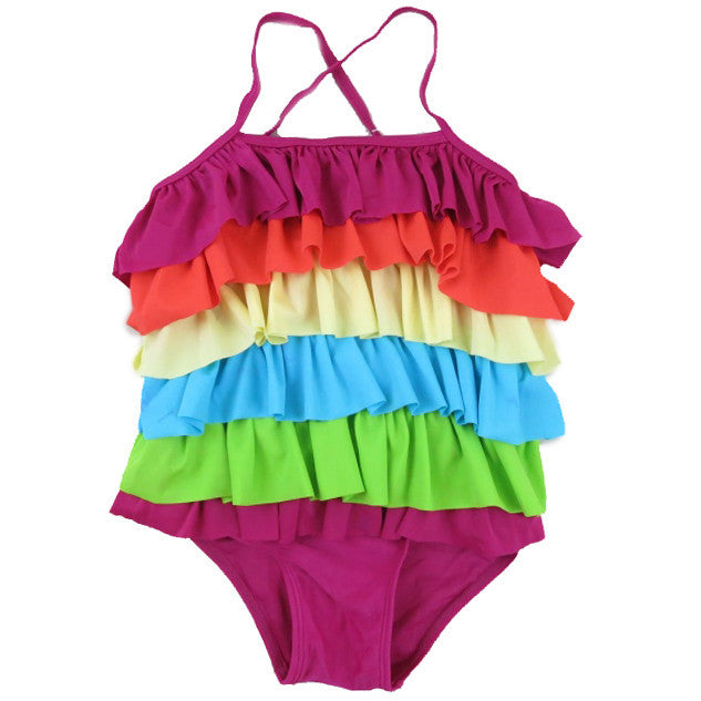 Rainbow Ruffle Swimming Suit
