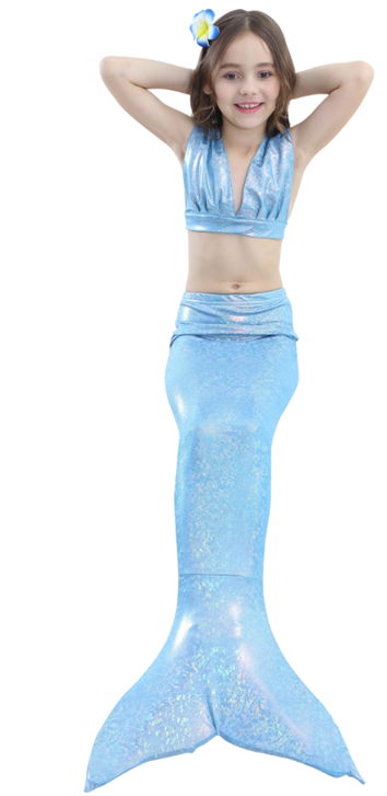 Baby Blue Shinny Mermaid Tail 3-Pieces Swimming Suit