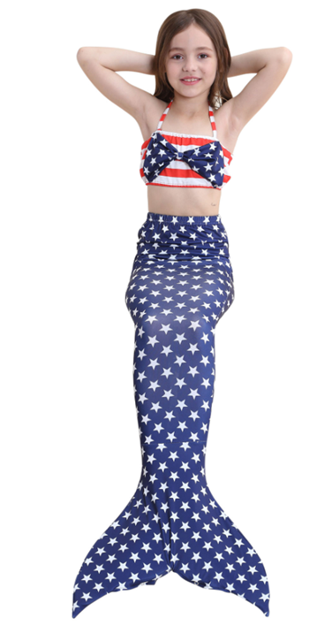 July 4th Mermaid Tail 3-Pieces Swimming Suit