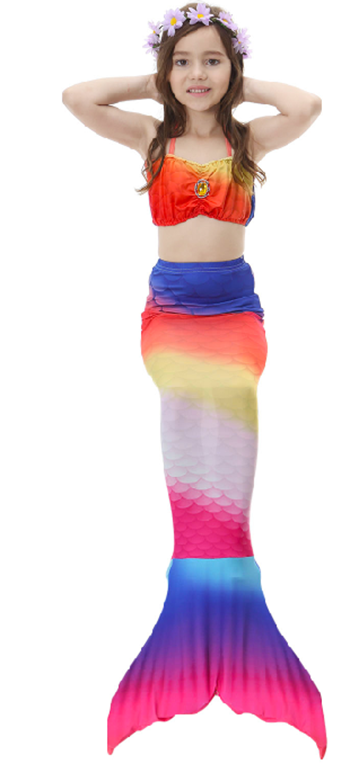 Muticolor Scales Mermaid Tail 3-Pieces Swimming Suit