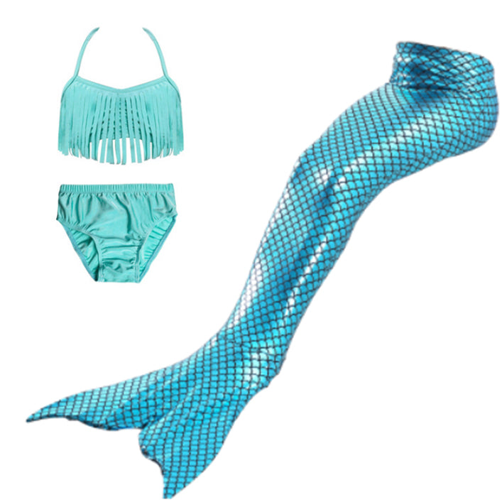 Turquoise Scales Mermaid Tail 3-Pieces Swimming Suit