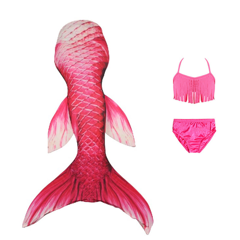 Red Scales Fish Tail 3-Pieces Swimming Suit
