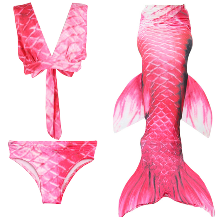 Red Scales Fish Tail 3-Pieces Swimming Suit