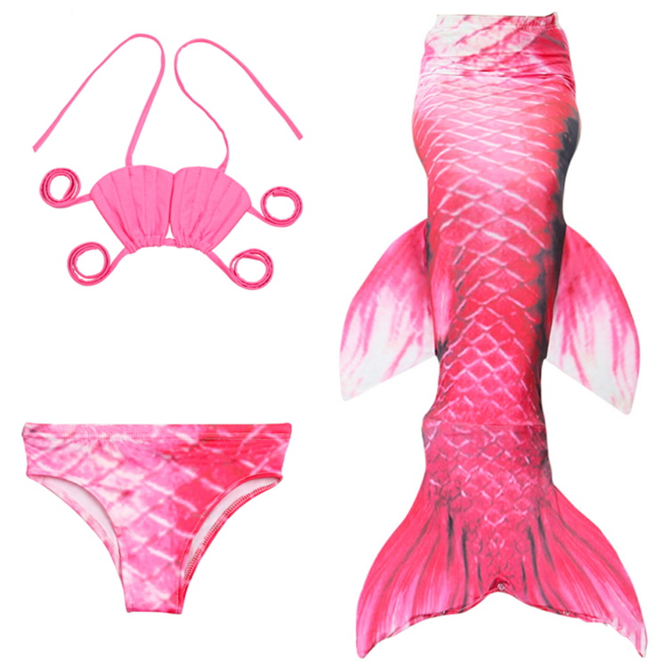 Red Scales Pink Shell Fish Tail 3-Pieces Swimming Suit