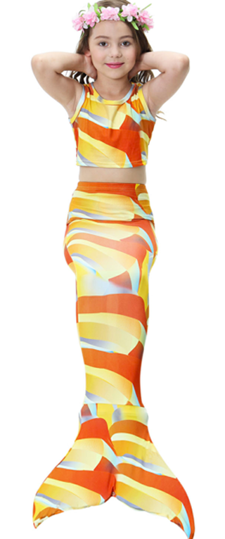 Yellow-Orange Mermaid Tail 3-Pieces Swimming Suit