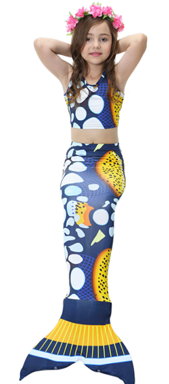 Blue-Yellow Mermaid Tail 3-Pieces Swimming Suit