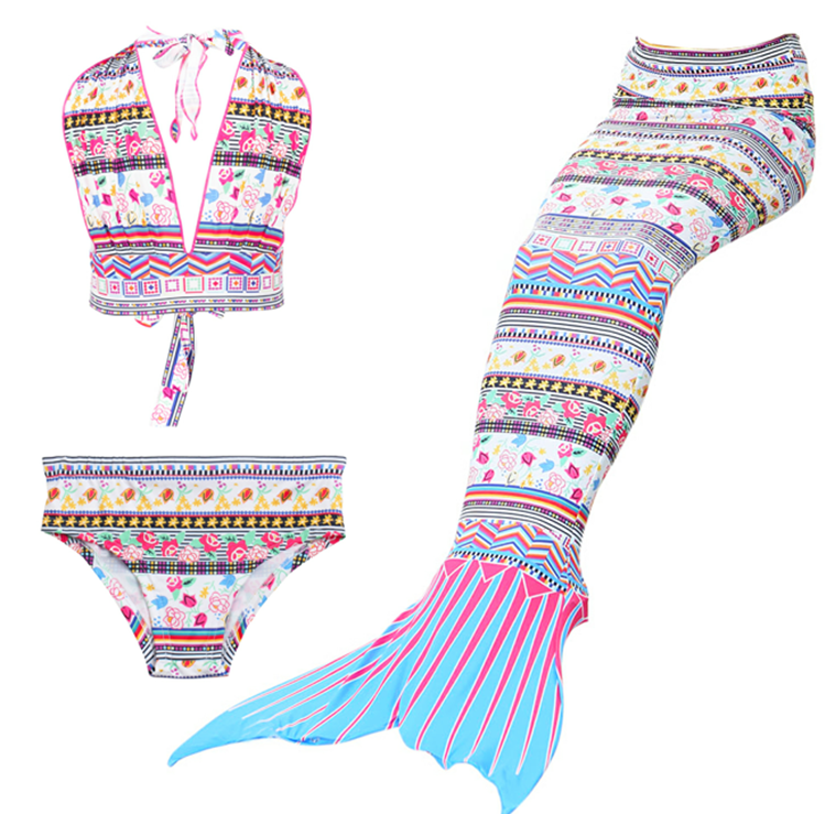 Multicolor Mermaid Tail 3-Pieces Swimming Suit