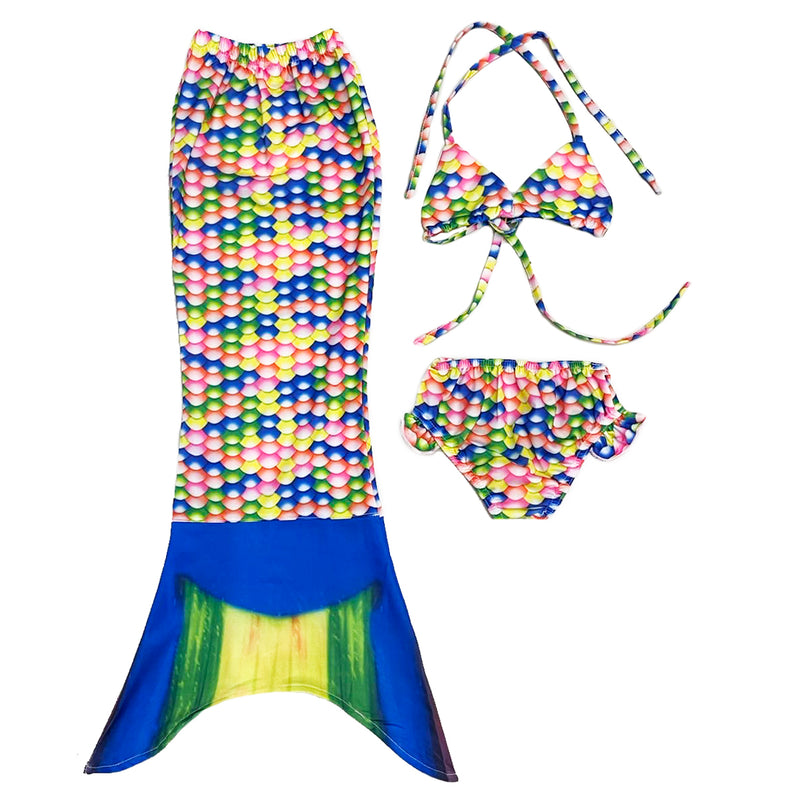 Rainbow Scales Mermaid Tail 3-Pieces Swimming Suit