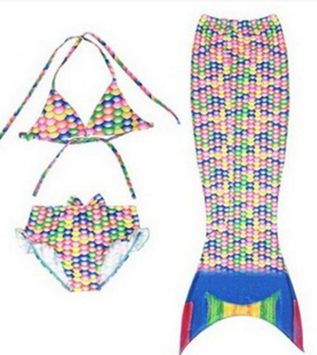 Rainbow Scales Mermaid Tail 3-Pieces Swimming Suit