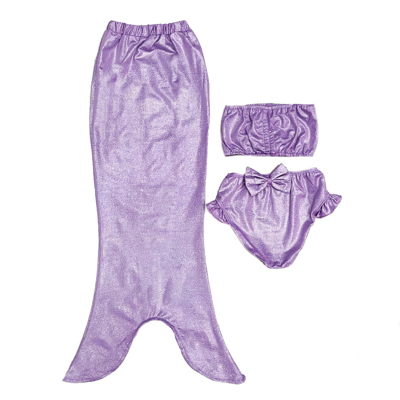 Lavender Shinny Mermaid 3-Pieces Swimming Suit