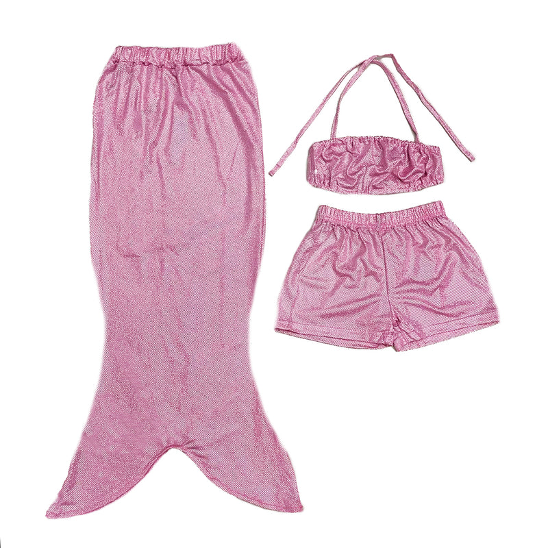 Pink Shinny Mermaid Tail 3-Pieces Swimming Suit