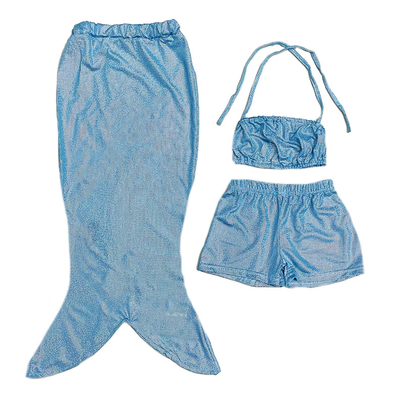 Blue Shinny Mermaid Tail 3-Pieces Swimming Suit