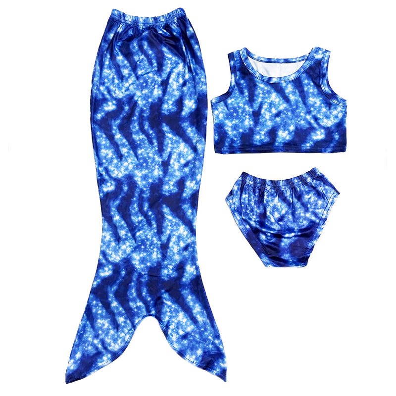 Blue Wave Mermaid Tail 3-Pieces Swimming Suit
