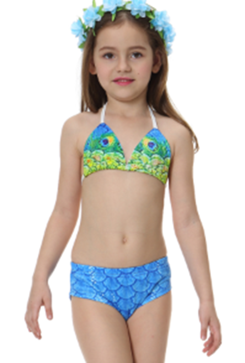 Blue/Green Scales 2-Pieces Bikini Swimming Suit