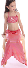 Red Shinny Mermaid Tail 3-Pieces Swimming Suit