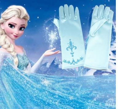 Baby Blue Frozen Satin Gloves