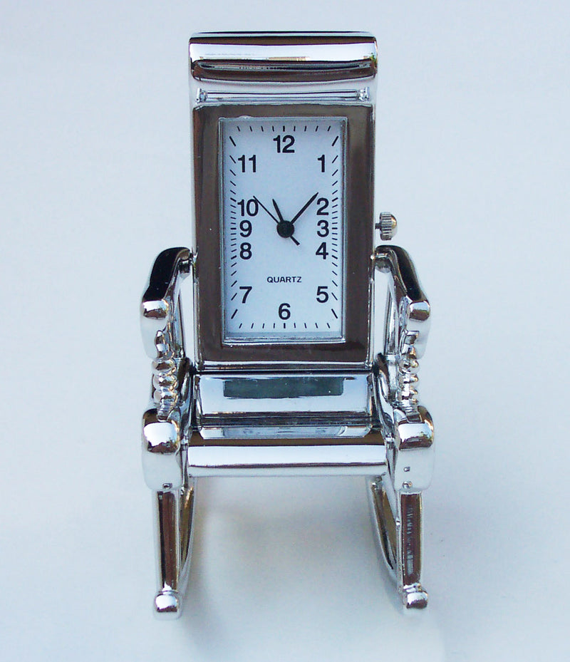 Silver Rolling Chair Collectible Mini Clock